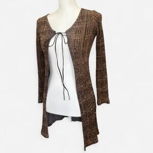 Vintage Forever 21 Open Tie Front Long Cardigan Sweater Size S